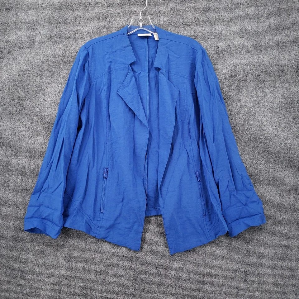 Chicos Blazer Mujer 2 US 12 Azul Ligero Frente Abierto Traje Chaqueta Muesca Foto 3 de 4