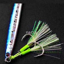 10PCS Metal Jigging Double Assist Hook Saltwater Single Hook High Carbon 1/0-4/0