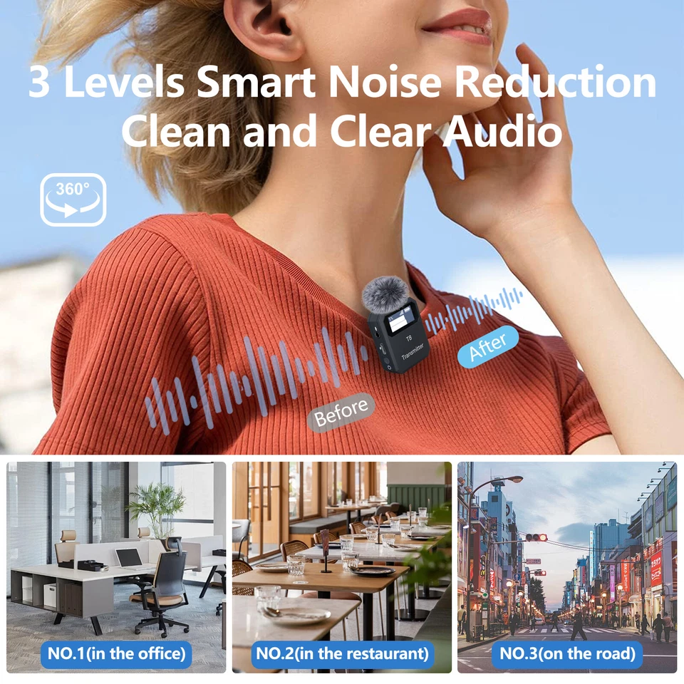 Sistema de micrófono de solapa inalámbrico transmisor doble para teléfono con cámara de clase en línea Foto 2 de 4