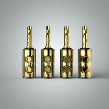 4X Gold Plated BFA Banana Connector Double Hex Screw Locking Plug 5mm DIY Cable