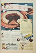 1940 Bakers Chocolate Vintage Ad Recipe chocolate orange cream pie