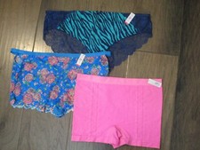 ASHLEY STEWART 3-PACK HIPSTER/BOYSHORT PANTIES IN PINK/BLUE PRINT SIZE 26/28