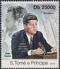 JFK: USA President JOHN F. KENNEDY Missile Crisis & Fidel Castro Stamp (2013)