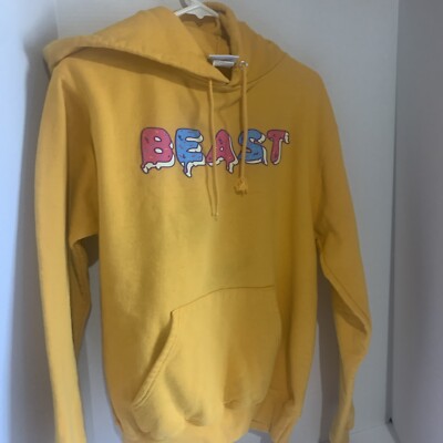 Mr Beast Hoodie Mens Sz S Yellow Frosted Champion Large Donut