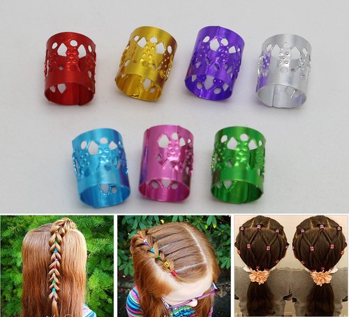 50 Mixed Color Hair Braid Ring Cuff Clips Dreadlock Beads For DIY Hair Extension