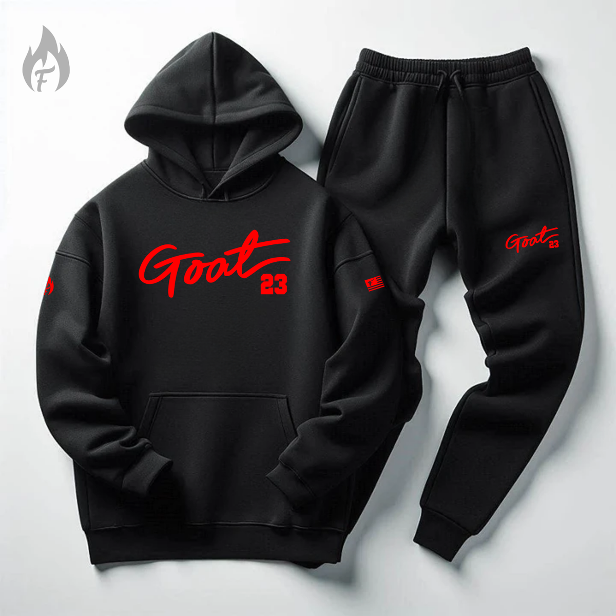 Hoodie Joggers Men's GOAT 23 Sweatsuit Black Red Set To Match