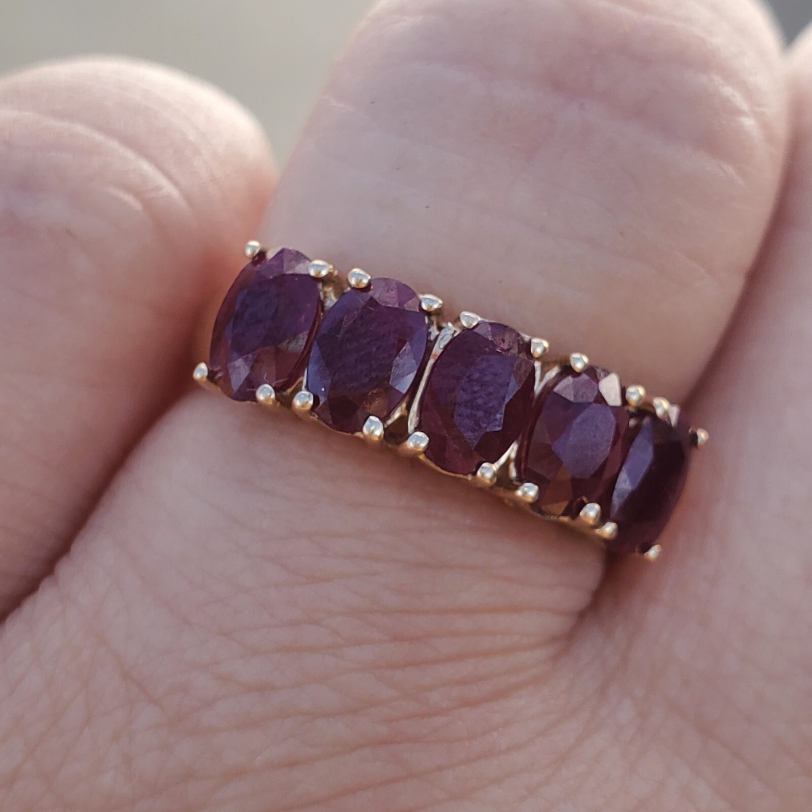 10K VINTAGE SOLID YELLOW GOLD OVAL RUBY GEMSTONE … - image 20