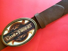 GAME of THRONES epoxy photo belt buckle and Brown Bonded Leather Belt - NEW 