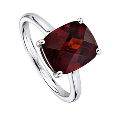 Garnet Solitaire Engagement Ring Solid 925 Sterling Silver