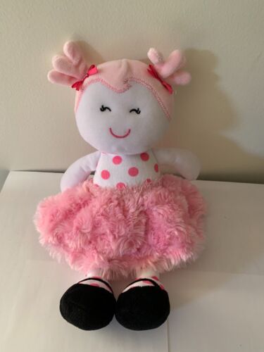 Baby Starters Doll Infant Girls Pink White Black Polka Dot Plush Stuffed 12 Inch
