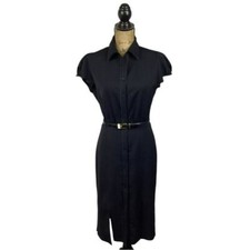 Alice & Olivia Black Button Up Dress Cap Sleeve 10