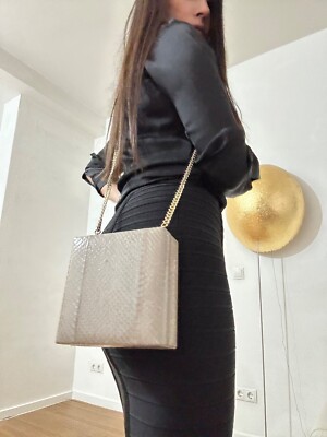 Dsquared Clutch Handtasche Python, Farbe taupe