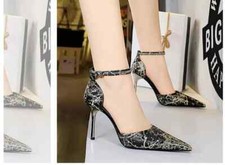 Decolte Scarpe Donna Nero Oro 9 cm Gioiello Cinturino Pelle Sintetica 68113