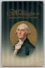 1913 George Washington Portrait In Memoriam Embossed Vintage Patriotic Postcard