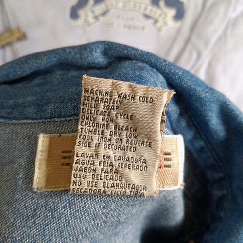 Jordache Button Up Jean Shirt Mens XL Blue Dark Wash Denim Plaid Color Block - Picture 3 of 10