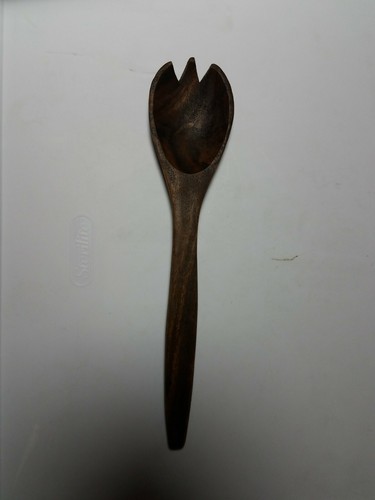 Vintage Carved Hand Made Hardwood 4 Pice Fork & Spoons Set 12" Tiki Totem Style - Picture 5 of 10