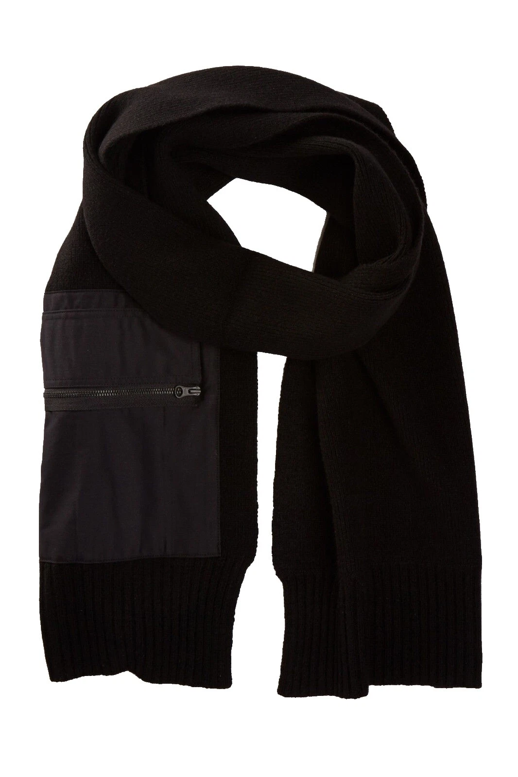 Bufandas Sólido Negro de Lana Merino para Hombres