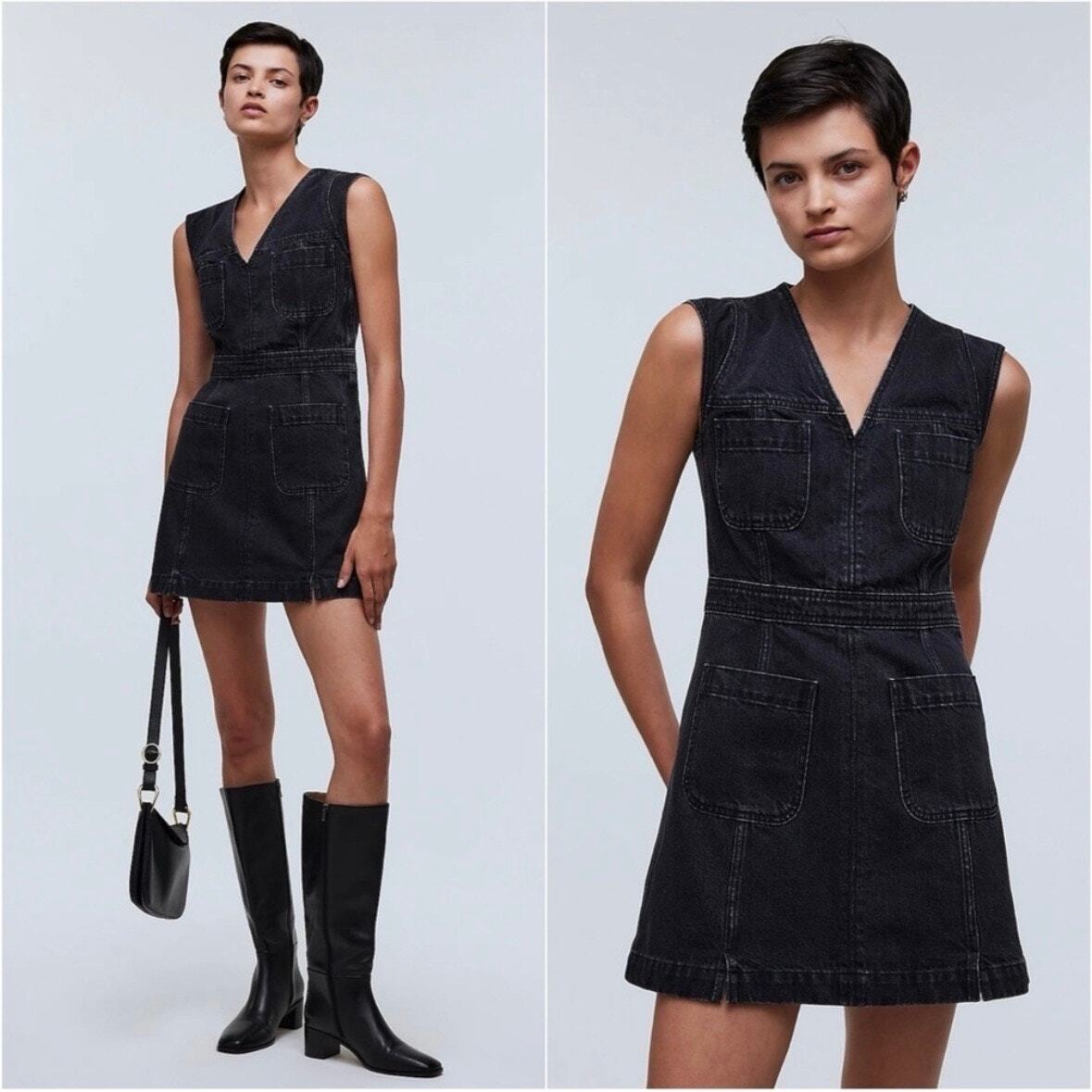 Madewell Black Denim Dress Outlet (black denim jumper dress Hospital  Insurance Management Services)