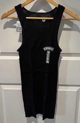 Size L 100% Authentic Chrome Hearts T-Bar Cross Rib Tank Top Black