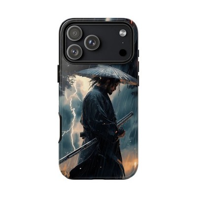 Phone Ink - Case for iPhone/Galaxy/Pixel - Samurai Warrior Thunderstorm Rain