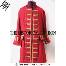 Pirate Captain Frock Coat Military Medieval Frock Coat Red Wool Men Frock Coat