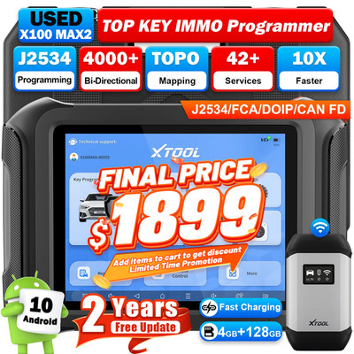 USED XTOOL X100 MAX2 J2534 ECU Programming Tool Key IMMO Programmer 42+ Services