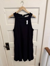 Loft Women’s Black Sleeveless Fit & Flare Dress Pockets Stretch Size 10 New