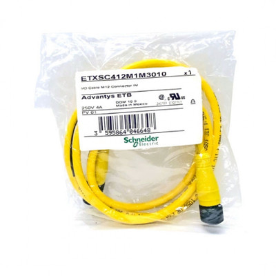 Schneider ETXSC412M1M3010 3ft 4 Pin M12 Male Connector To 5 Pin Female I/O Cable