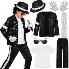 Kids Dance Star Costume for Boys 80s 90s Pop Stage Outfits for 10-12 Years