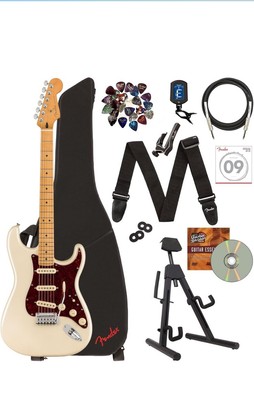 Fender Player Plus Stratocaster  - Olympic Pearl BUNDLE w/ Stand,Hardcase-MORE!