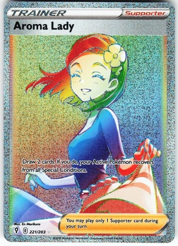 Aroma Lady (Secret) 221/203 Pokemon SWSH07: Evolving Skies Holo Secret Rare NM