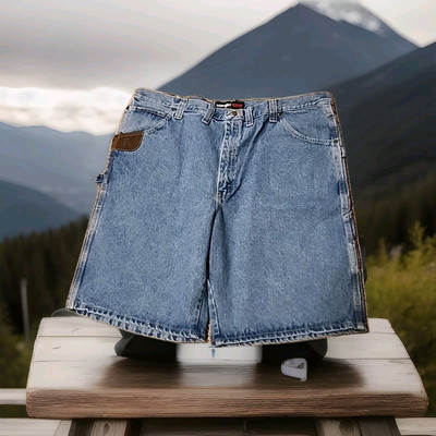 Wrangler Riggs Workwear Men's Denim Shorts Sz 44 Carpenter Relax Fit ~Irregular 