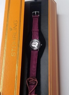 Stuhrling Watch Floating Rhodonite Stones Swiss Quartz Water Resist FREE SHIP