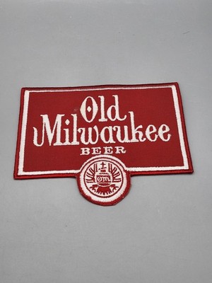 Vintage Old Milwaukee Beer Patch Red White Iron On Logo Breweriana Advertising
