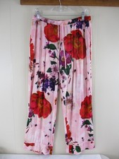 Soma Cool Nights Pajama Pants sz. M Pink Floral Elastic Drawstring Wide Leg