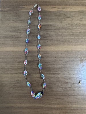 Vintage Original Venetian Murano Moretti Millefiori Art Glass Bead Necklace 20 
