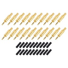 20Set 1/8" TRS Stereo Male Plug 3.5mm 3 Pole Alloy Smooth Housing Gold