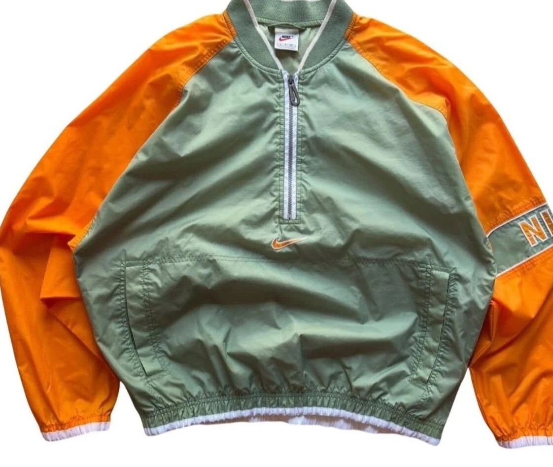 Vintage Nike Windbreaker Mens M Nylon Zip Up Swoosh Orange Blue Color Block 90s