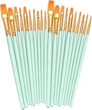 BOSOBO Paint Brushes Set, 2 Pack 20 Pcs Round Pointed Tip 2 Pack, Green 