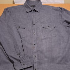 Alfani Mens Gray Solid Long Sleeve Cotton Button-Up Shirt w/ Pockets XL 46