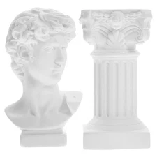 Cabilock 2Pcs David Resin Sculpture, Mini Bust Roman Column Statue Decor Set,...