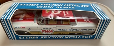 Vtg 60S Taiyo TWA AIRLINE w/ Box TIN Friction CAR NOS Japan FORD