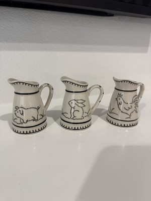 Set Of Three Small  Pitchers 3  Chicken/bunny/cow