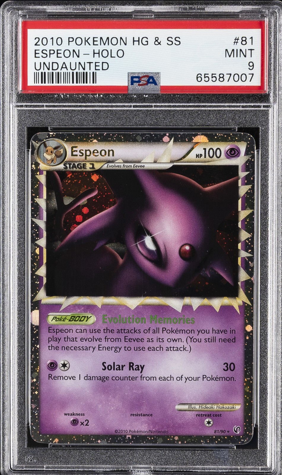 2010 POKEMON HEARTGOLD & SOULSILVER UNDAUNTED #81 ESPEON-HOLO PSA 9