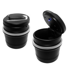 2X KFZ Auto Aschenbecher Mit Deckel LED Beleuchtung Getränkehalter Gluttöter