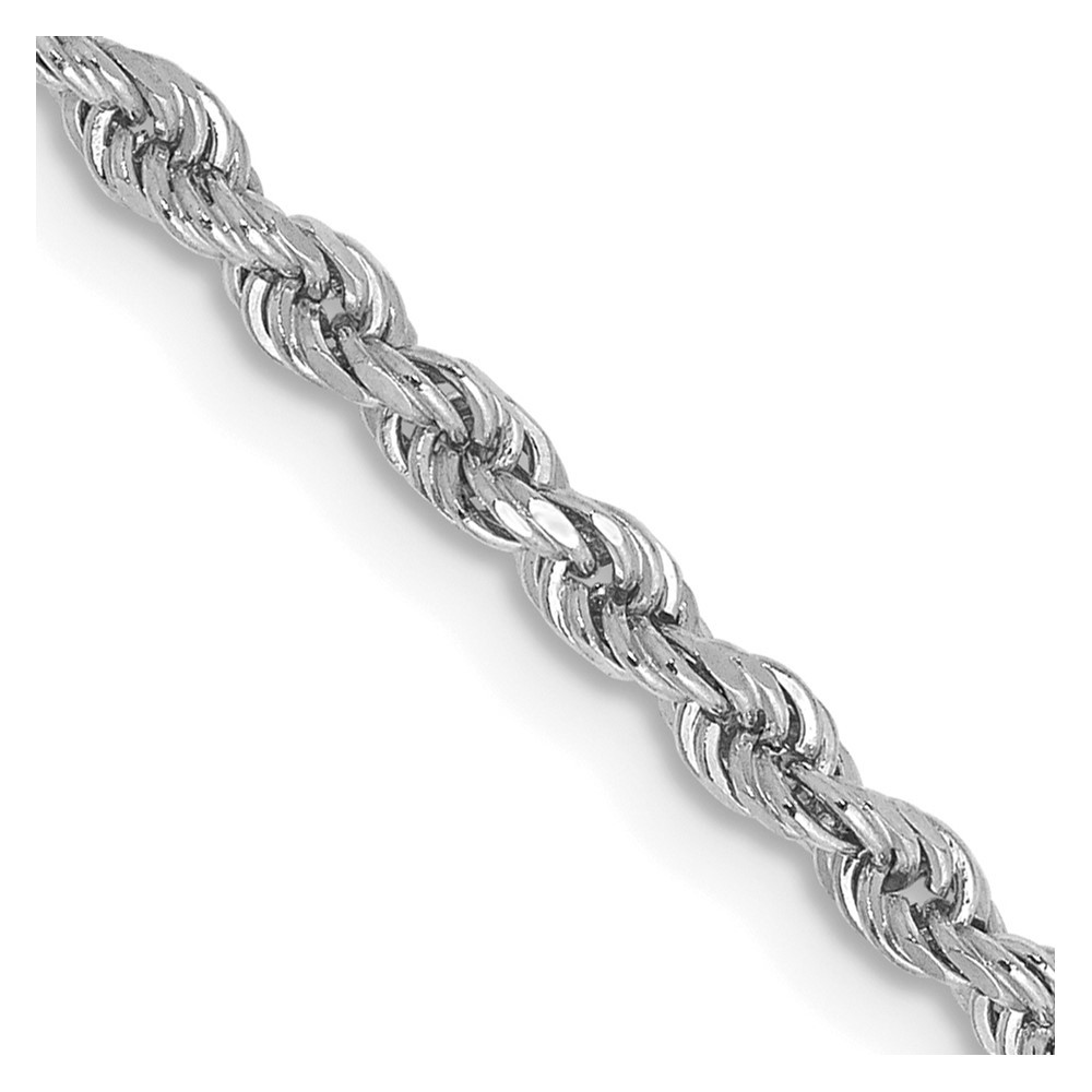 10k White Gold 2.25mm Diamond-cut Rope Chain Necklace 18