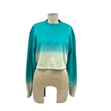 Apparis Karine Sweatshirt Top Organic Cotton Ombre Cropped Aqua Blue Size Small