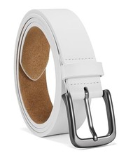 Mens Belts Leather - 35mm Genuine Leather Belt for Jeans - Men Gift 36 White
