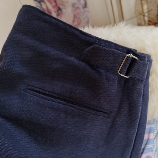 Pantaloncini corti in cotone blu indaco Stoffa con fibbie laterali vita da 35 a 37"