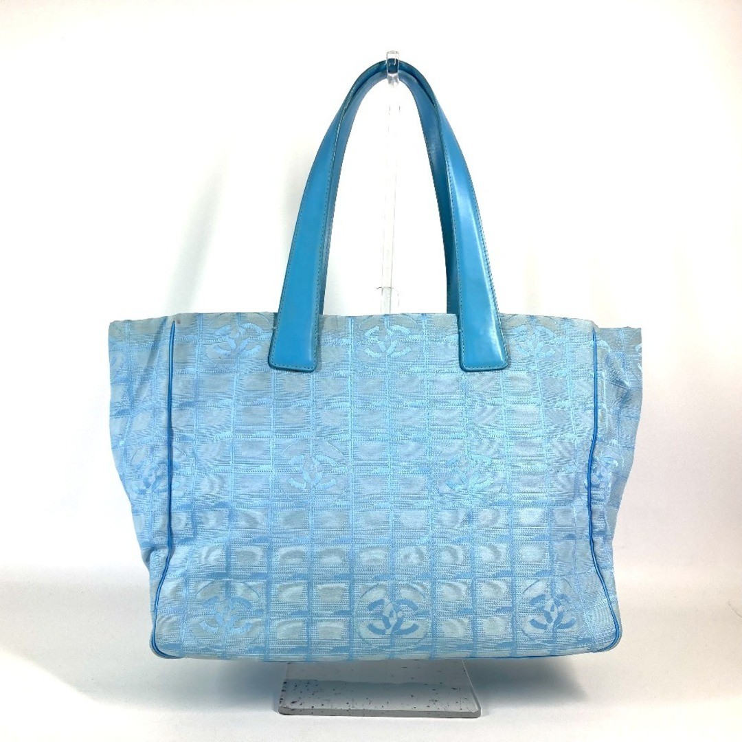 Chanel Travel Line Mm A15991 Nylon Jacquard Leather Tote Shoulder Bag Blue